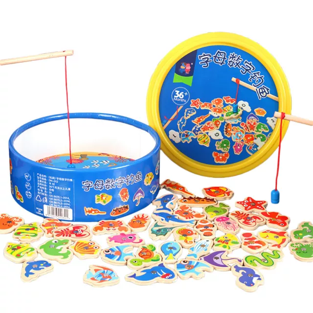 41PCS FISH WOODEN Magnetic Fishing Toy Set Alphabet Board Games for Kids  4-6 $31.78 - PicClick AU