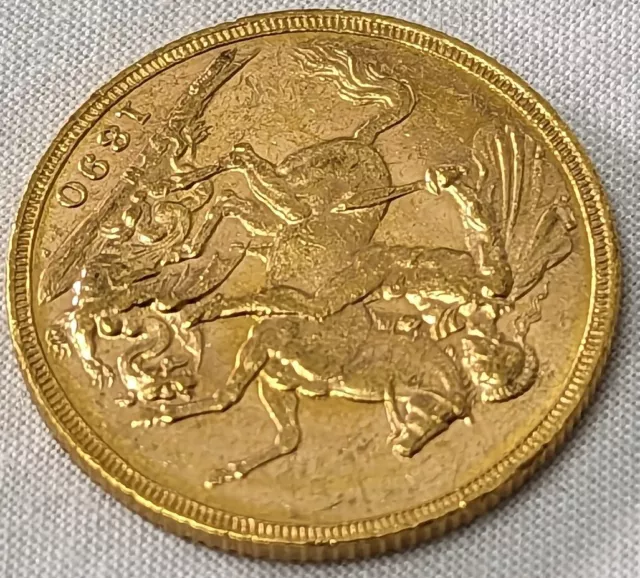 Australian full gold sovereign Melbourne mint marked 1890 2