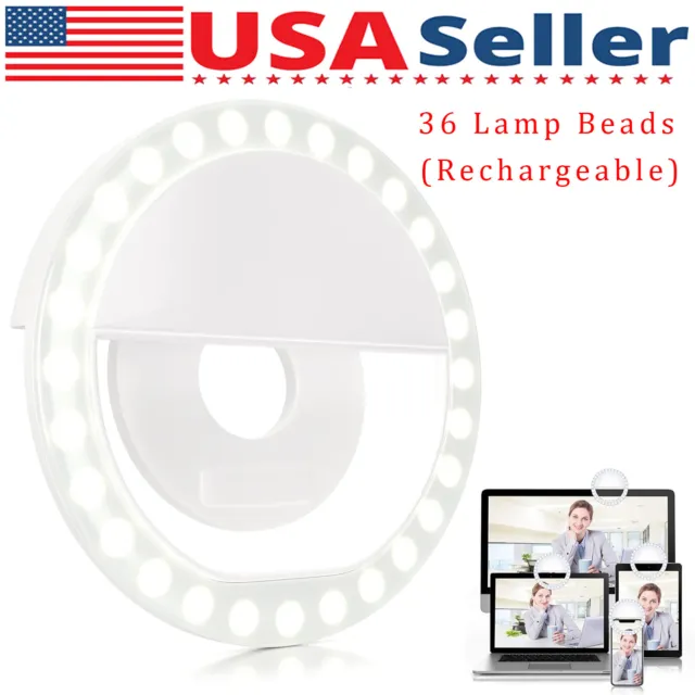 Phone Ring Light USB Rechargeable Clip-On Selfie 36 LED Portable Fill-in Light