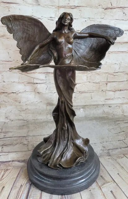 Art Nouveau Butterfly Angel Erotic Nude Statue Figurine Bronze Sculpture Figure