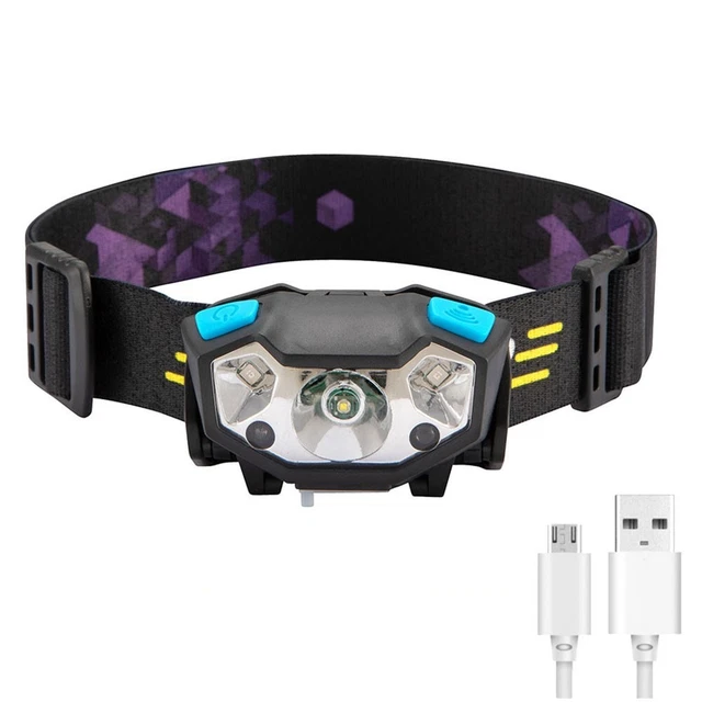 Lampe Frontale Rechargeable Solaire Et USB - Étanche, Avec Détecteur De Mouvement - Pour Vélo, Camping, Randonnée, Pêche - Couleur Aléatoire - 4