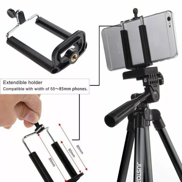 Lightweight Aluminium Tripod Telescopic Camera DSLR Stand With Phone Holder UK 2