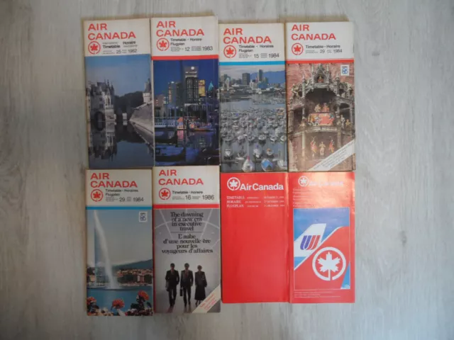 Flugplan Timetable Air Canada 8 Stk. zwischen 1982 und 1992