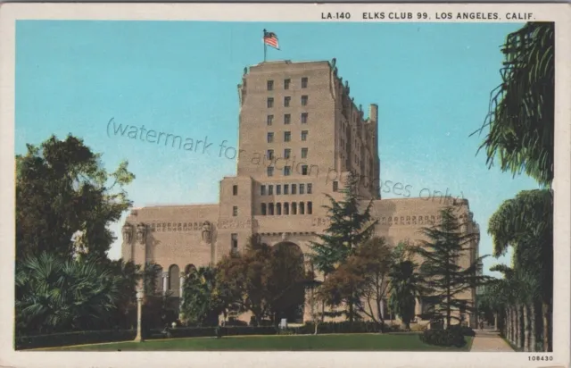 Los Angeles, CA - Elks Club 99, LA - BPOE,  vintage unused California Postcard