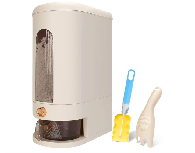 25Lbs Rice Dispenser  Rice Container with Measuring Cup,Moisture Kitchen Organiz