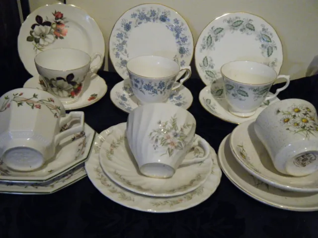 Joblot 6 Trio Vintage Matched English Bone China Cups Saucers Plates Colclough