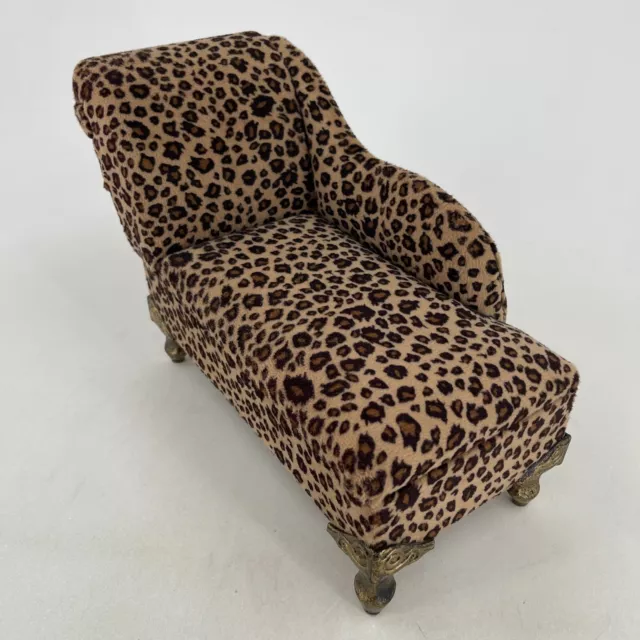 Leopard Print Chaise Lounge Doll Furniture Jewelry Box Vintage Leopard Print Chaise Lounge Doll Furniture Jewelry Box Vintage