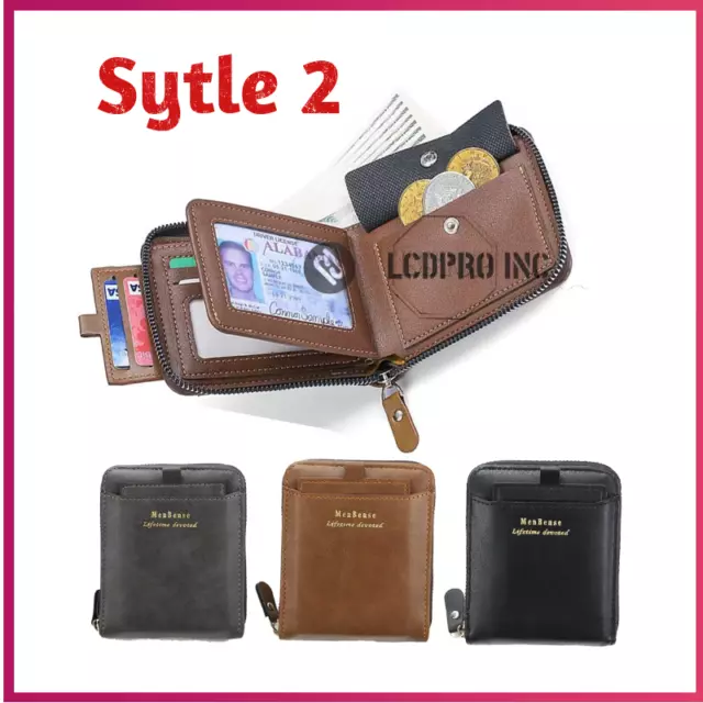 Mens RFID Blocking Leather Wallet Credit Card ID Holder Zipper Purse Waterproof 4