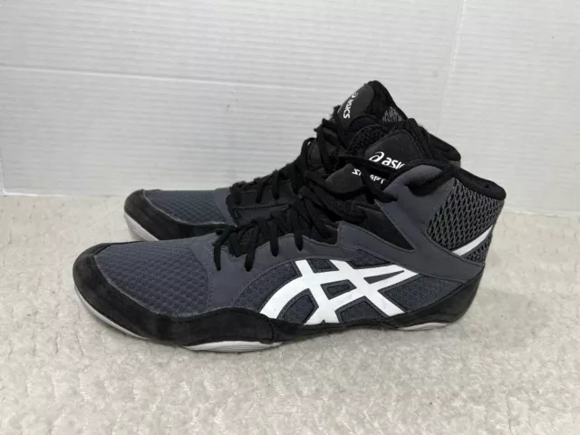 ASICS Snapdown 3 1081A030 Men’s Sz 12 Black White Gray Lace Up Wrestling Shoes