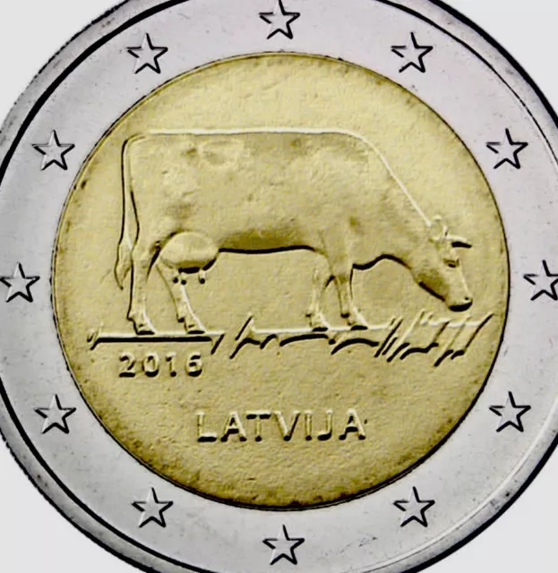 Latvia 🇱🇻 2 Euro Coin 2016 Commemorative Dairy Farming Cow New UNC from Roll