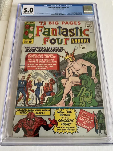 Fantastic Four Annual 1 CGC 5.0! Origins FF, Sub-Mariner! 1st Dorma! Spider-Man!
