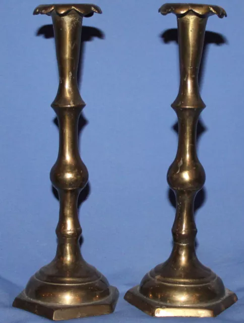 Vintage Hand Made Set 2 Bronze Candlesticks