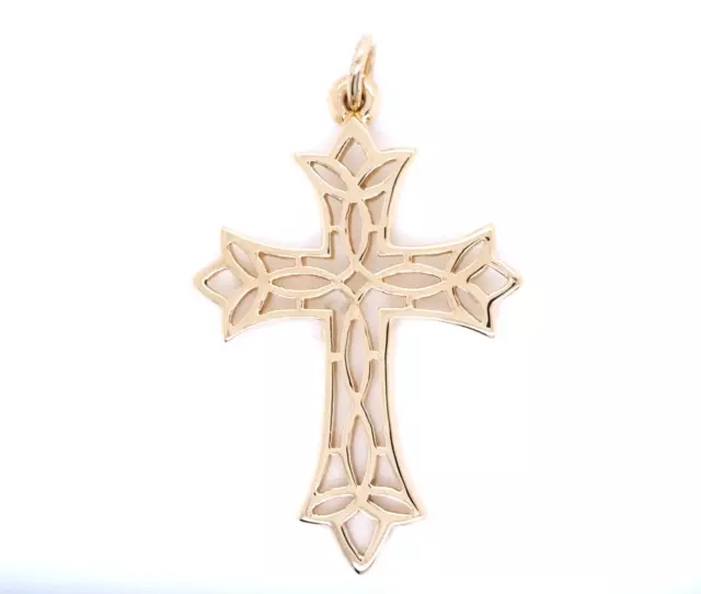 James Avery Retired Lattice Fleuree 14K Yellow Gold Cross Charm Pendant 3 Grams