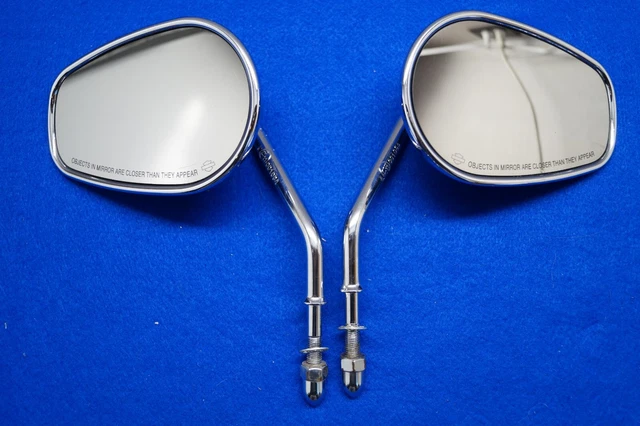 Genuine Harley Davidson Chrome Tapered Mirrors Short Stem Left & Right 1965 & up