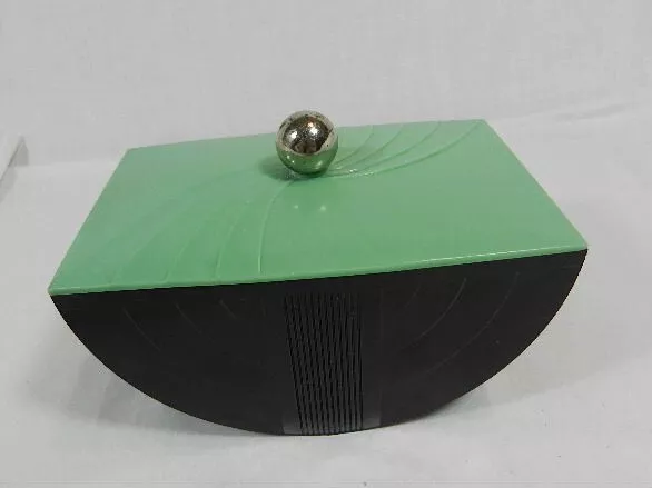 Art Deco Bakelite GE Worlds Fair Trinket Box With Green Lid