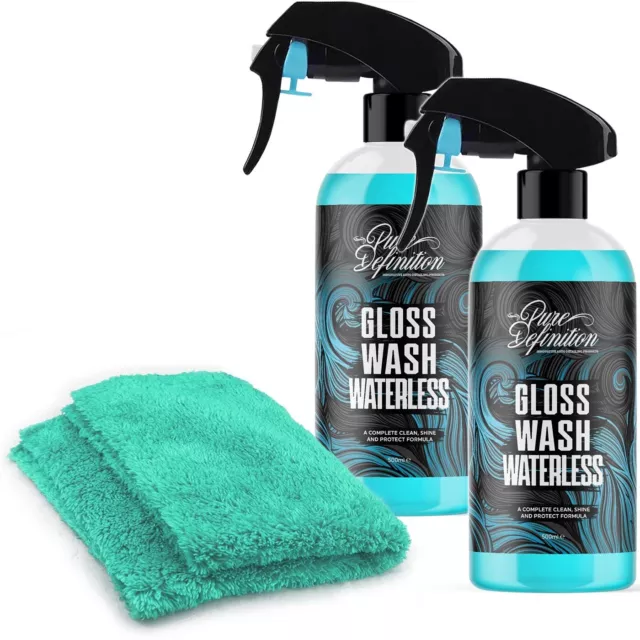 Car Waterless Wash & Wax Kit Gloss Shine Carnauba Wax Showroom Cleaner Cleaning