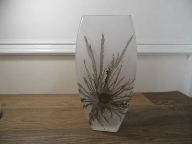 Herner Hand Painted Glass Vase ( Peacock Feather Design )