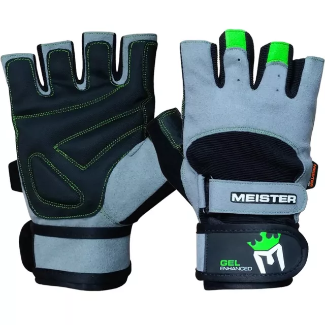 MEISTER WRIST WRAP WEIGHT LIFTING GLOVES w/ GEL PADDING Workout Gym Crossfit NG
