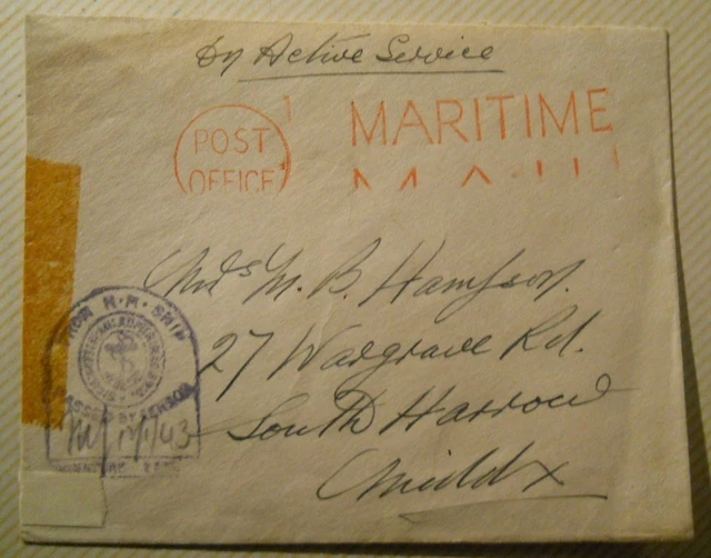 WW2 POSTMARK HM Ship Censored Maritime Mail ( 1943) £4.37 - PicClick UK