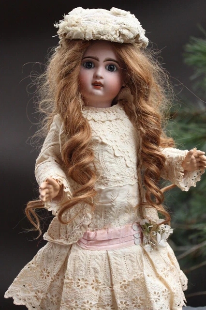 JOLIE PETITE ROBE ancienne en coton, pour petite Jumeau, Sfbj