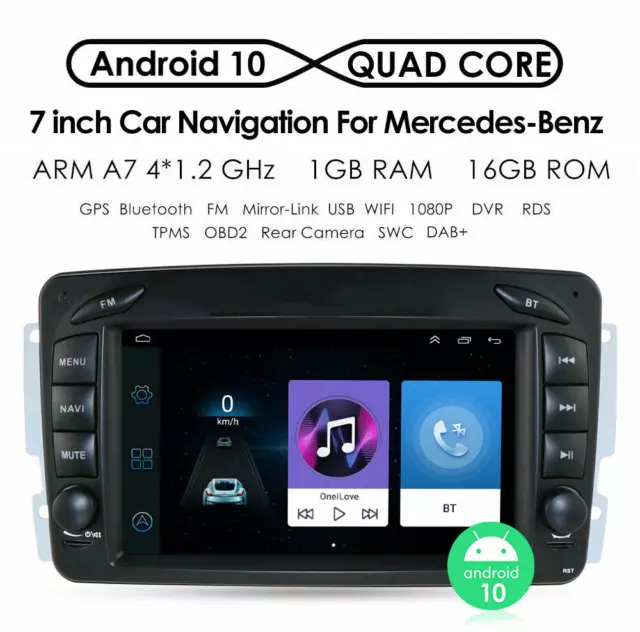 Für Mercedes Benz W203 W209 Android11 Autoradio GPS Navi WiFi 1+16G DAB+RDS SWC