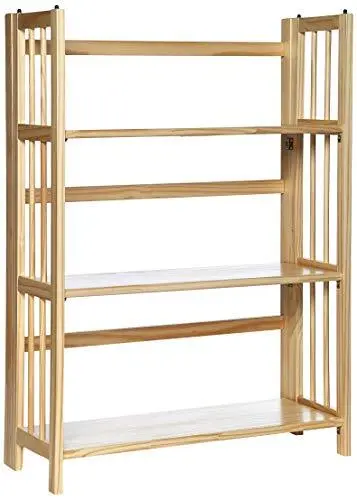 Casual Home 3-Shelf Folding Stackable Bookcase (27.5 Wide)-Natural Natural