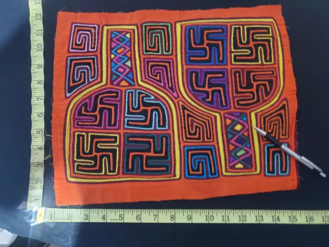 Panama Kuna Mola Folk Art Reverse Applique Embroidery Quilted 1918 discount