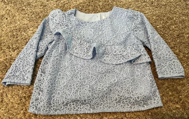 Janie and Jack Girls Size 3T Blue Blouse Shirt Top Blue Floral