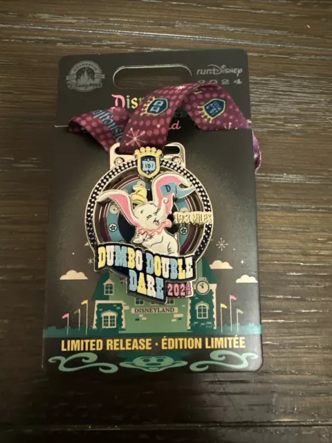 New 2024 Disneyland Run Disney Parks Half Marathon Dumbo Double Dare Spinner Pin