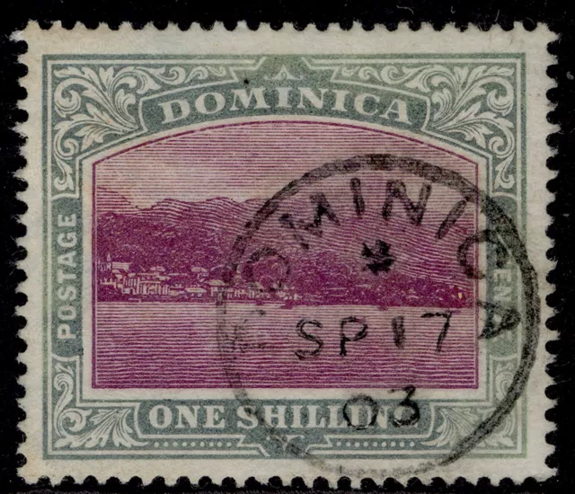 DOMINICA EDVII SG33, 1s magenta & grey-green, VERY FINE USED. Cat £50. CDS