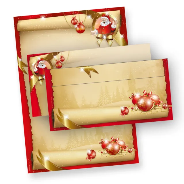 Briefpapier Weihnachten Motiv ROT Weihnachtsbriefpapier ohne/mit Briefumschläge