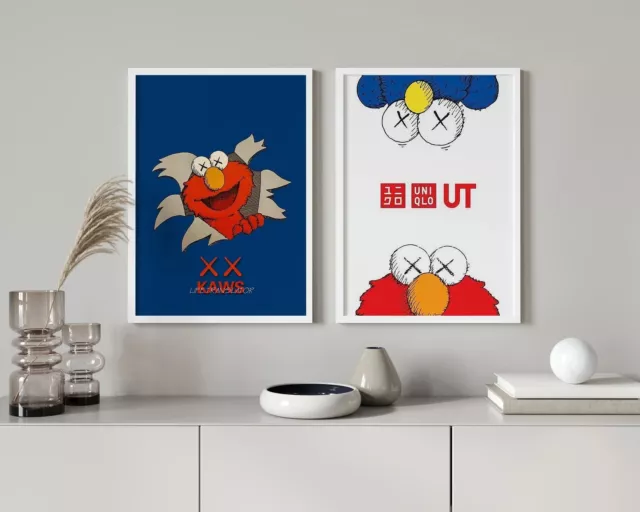 Hypebeast Set of 2 KAWS | ELMO - Complex Digital Wall Art Poster Home Decor Gift