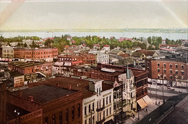 Port Huron Michigan Aerial View Lake Street Church City 1907