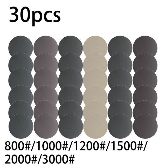 30x 125mm Wet&dry Dischi Abrasivi 12.7cm Attacco Carta 800-3000 Semolino Tool Au