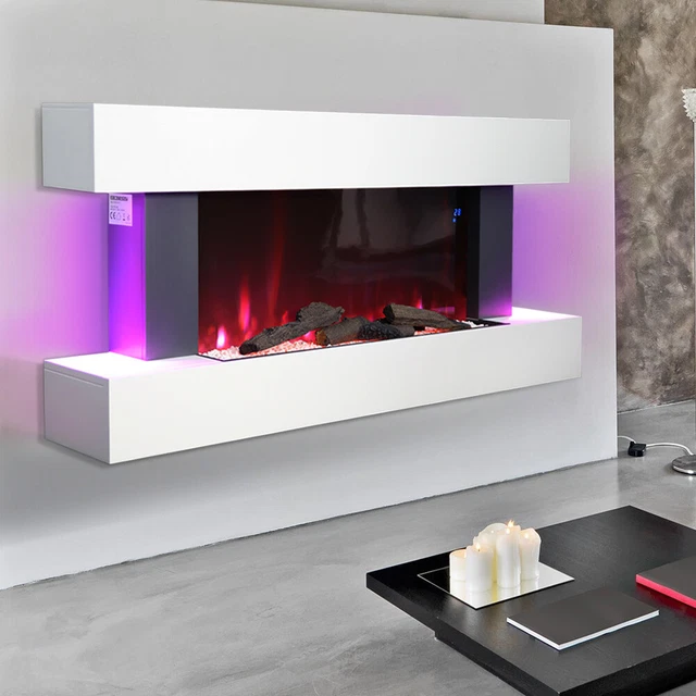 52inch Wall Mount LED Fireplace Electric Log Fire Flame Effect Fire Place Heater