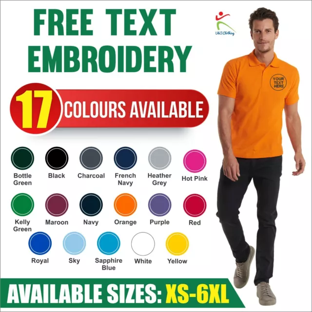 Personalised Work Wear Poloshirt Custom Embroidered Classic Polo Tee Shirt UC101