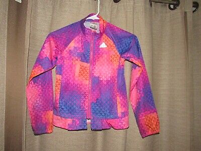 ADIDAS Girls 6X Colorful Windbreaker Jacket Full Zip Polyester Excellent
