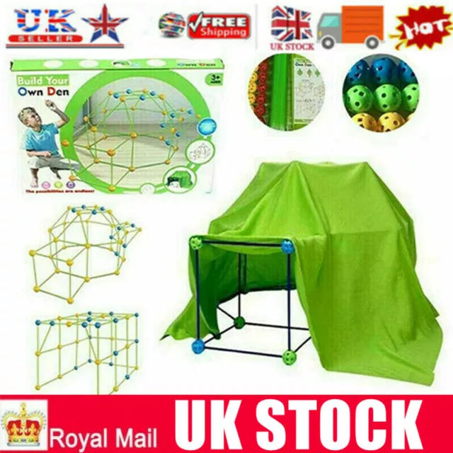 174Pcs Build Your Own Den Set Kit Children DIY Tent DIY Play House Kids Tents --