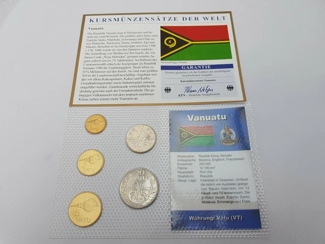 1 Vatu - 20 Vatu 1995-1999 Excellent Condition Coins Set Vanuatu