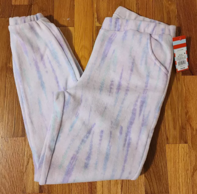 Cat & Jack PURPLE Tye-Dye Fleece Pajama Pants Joggers Junior Girls L 10 12 Plus