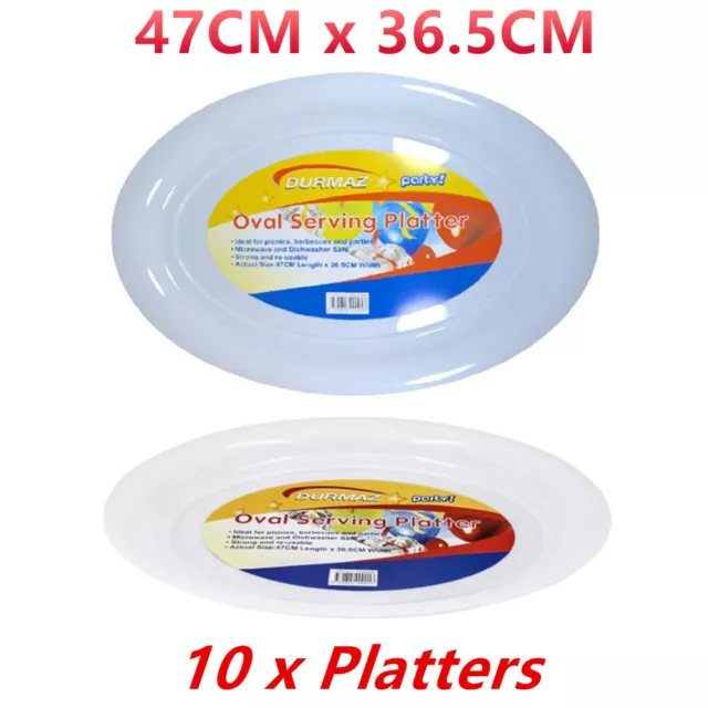 10 X Large Plastic White Oval Serving Trays Tray - Catering Party Event Food Fd