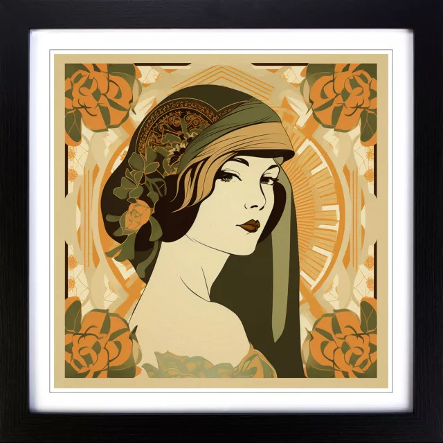 Art Deco Woman Art Nouveau Wall Art Print Framed Canvas Picture Poster Decor