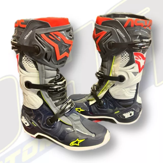 Alpinestars Tech 10 DHCP Motocross MX Boots - Grey / Blue / Red - BRAND NEW