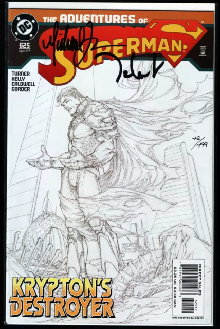 SUPERMAN #625 Sketch Cover signed Michael Turner + Talent Caldwell + DF COA NM+