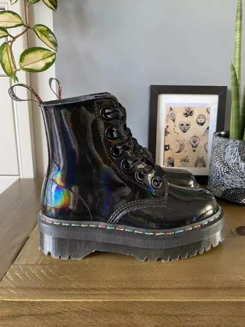 Molly rainbow top patent platform boots