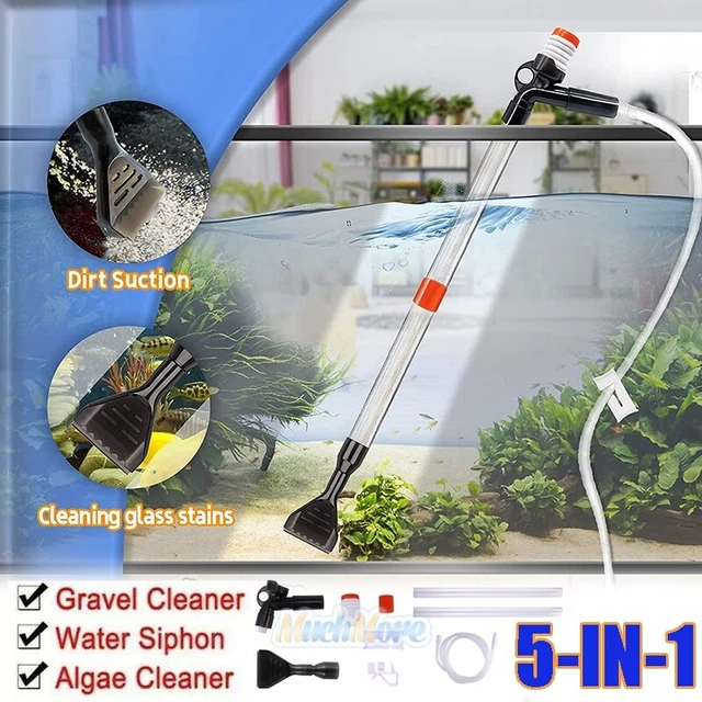 5IN1 Electric Aquarium Fish Tank Siphon Pump Vacuum Gravel Water Filter Cleaner