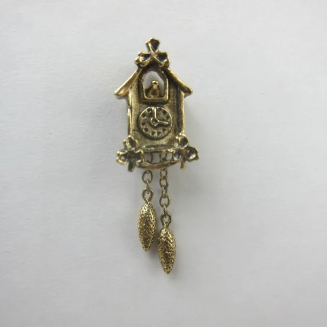 Avon Cuckoo Clock Tie Tack Lapel Pin Gold tone Vintage