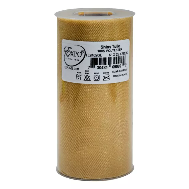 Expo Shiny Tulle 6" Wide 25yd Spool-Gold, TL2402-GL