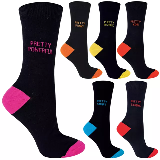 Sock Snob - 6 Paires Femme Coton Chaussettes Noires avec Rigolotes Motifs