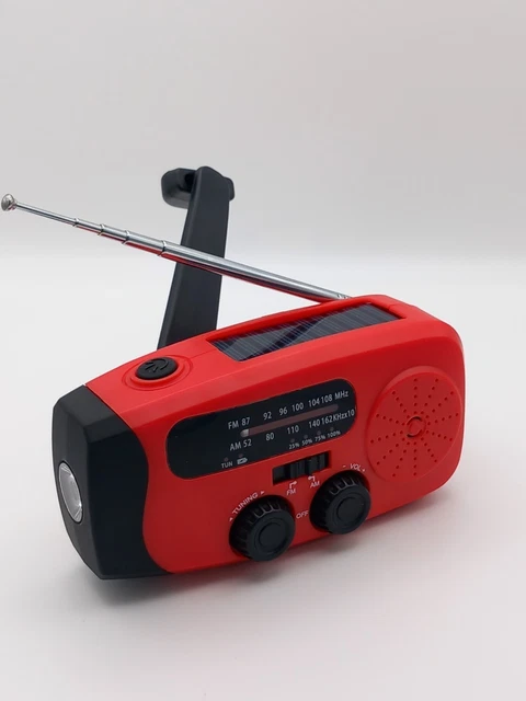 Radio Portable 3 En 1 - Manivelle, Solaire, USB, AM/FM, Lampe Torche, Rechargeable, Bleue, Idéale Camping